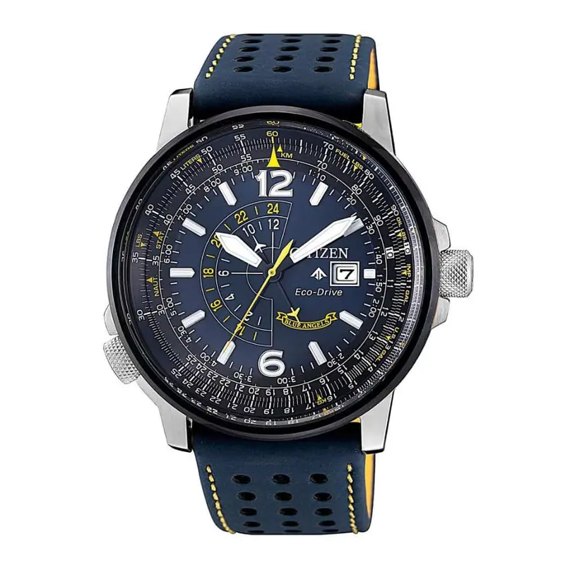 Citizen Eco-Drive Blue Dial Leather Strap Men Watch Bj7007-02L 1