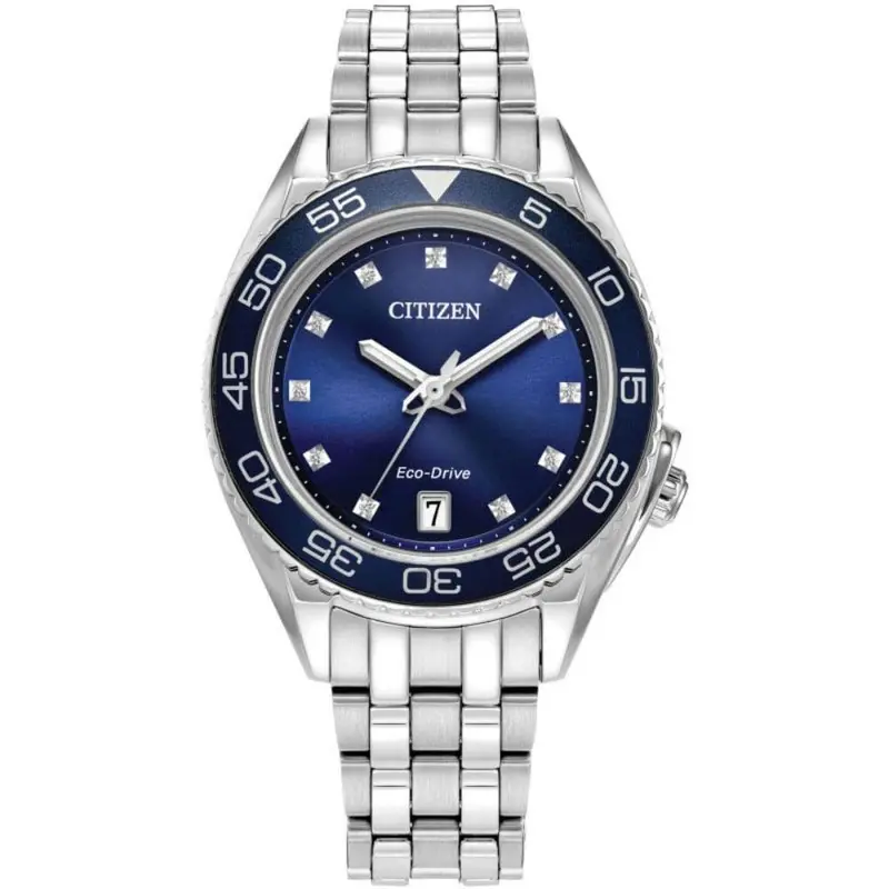 Citizen Eco-Drive Blue Dial Silver Stainless Steel Strap Men Watch Fe6160-57L 1