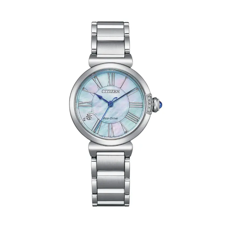 Citizen Eco-Drive Blue Dial Silver Stainless Steel Strap Women Watch Em1060-87N 1