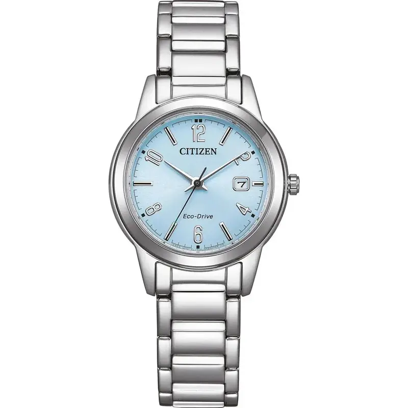 Citizen Eco-Drive Blue Dial Silver Stainless Steel Strap Women Watch Fe1241-71L 1