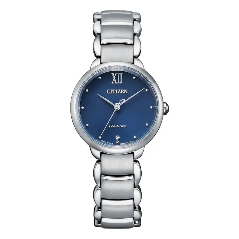 Citizen Eco-Drive Blue Dial Silver Stainless Steel Women Watch Em0920-86L 1