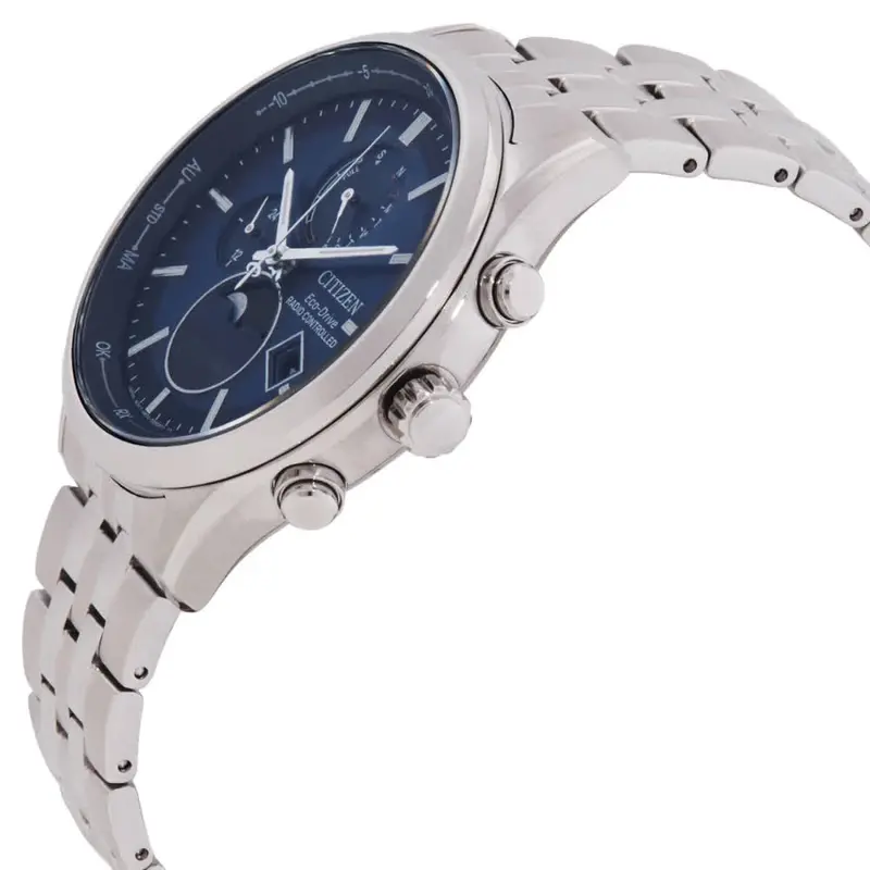 Citizen Eco-Drive Blue Dial Stainless Steel Strap Men's Watch - Moon Phase | By1030-50L 2
