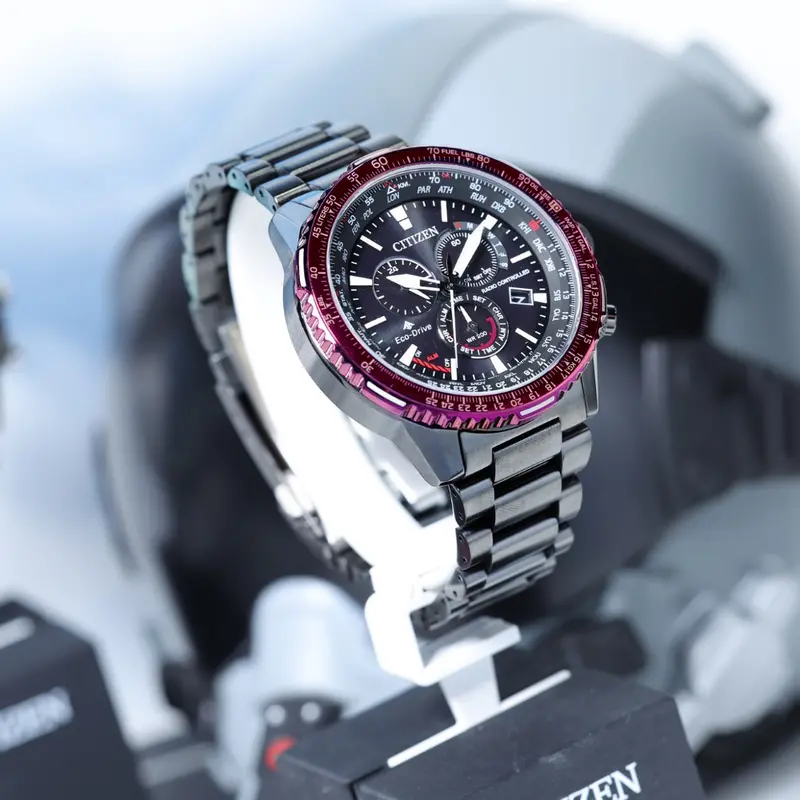 Citizen Eco-Drive Cb5009-55E Men Watch Black Dial Chronograph 45Mm Stainless Steel 2