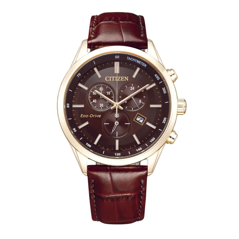 Citizen Eco-Drive Chronograph Brown Leather Watch At2573-07X 1