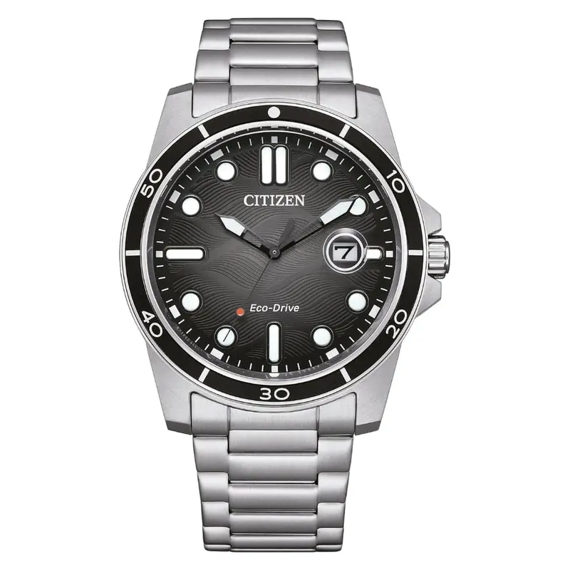 Citizen Eco-Drive Dark Grey Dial Silver Stainless Steel Strap Men Watch Aw1816-89E 1