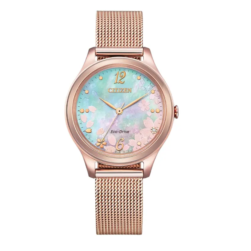 Citizen Eco-Drive Em0508-80D Sakura Limited Edition Pink Gold Watch 1