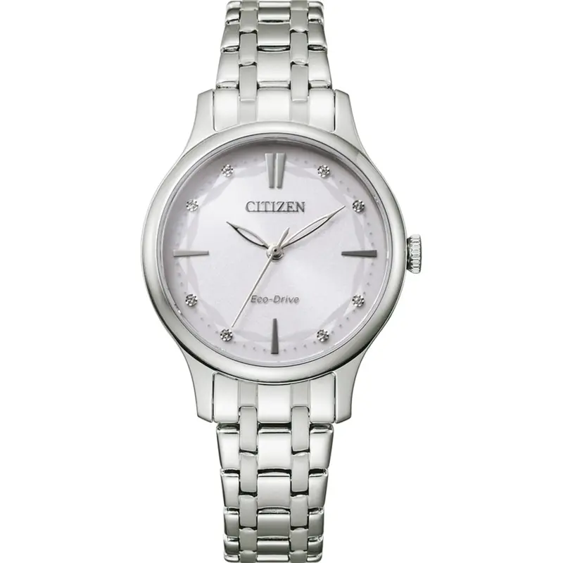 Citizen Eco-Drive Em0890-85A Solar White Dial Stainless Steel Elegance Women's Watch 1