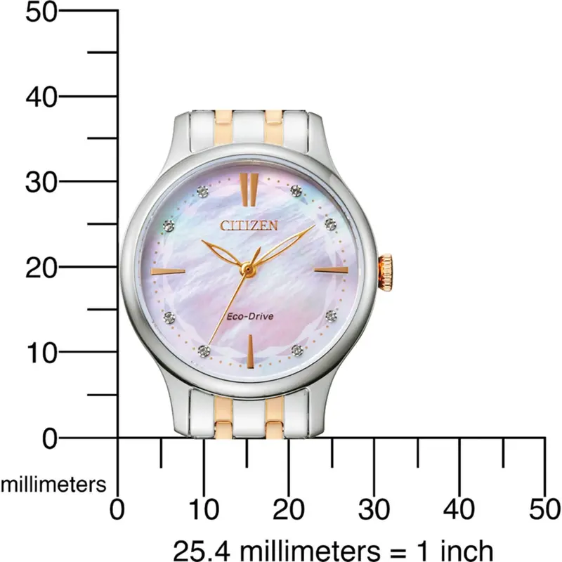 Citizen Eco-Drive Em0896-89Y Solar Pink Dial Two-Tone Stainless Steel Women's Watch 2