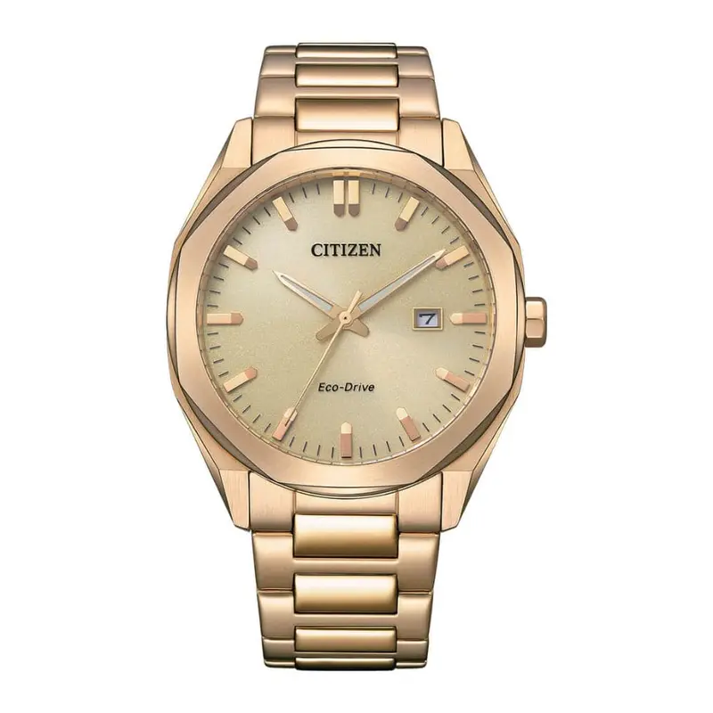 Citizen Eco-Drive Gold Dial Stainless Steel Strap Men Watch Bm7603-82P 1