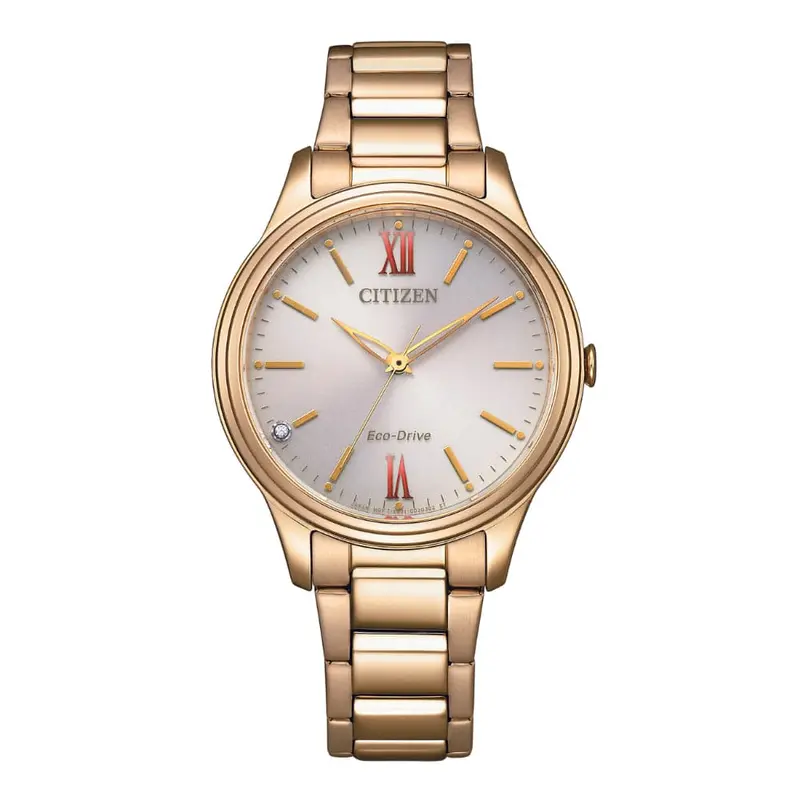Citizen Eco-Drive Gold Stainless Steel Strap Women Watch Em0418-81X 1