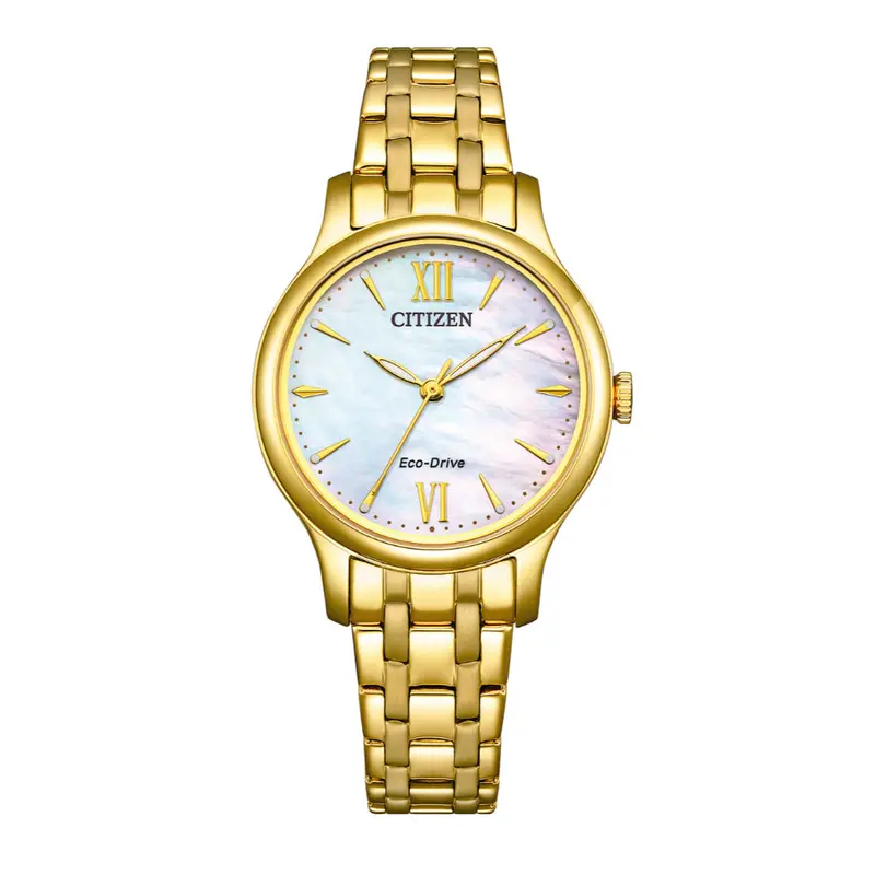 Citizen Eco-Drive Gold Stainless Steel Strap Women's Watch Em1182-55D 1