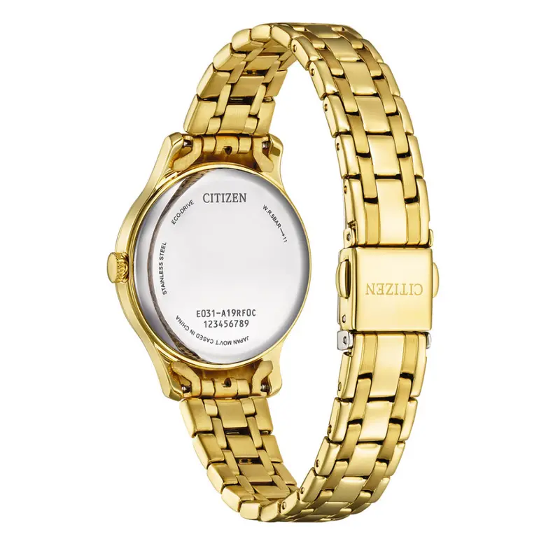 Citizen Eco-Drive Gold Stainless Steel Strap Women's Watch Em1182-55D 2