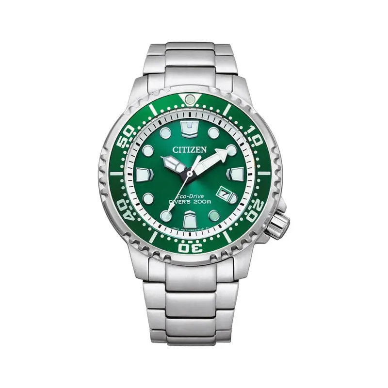 Citizen Eco-Drive Green Dial Silver Stainless Steel Strap Men Watch Bn0158-85X 1