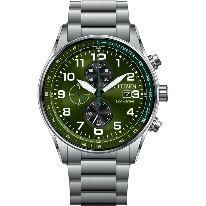 Citizen Eco-Drive Green Dial Silver Stainless Steel Strap Men Watch Ca0770-72X 1