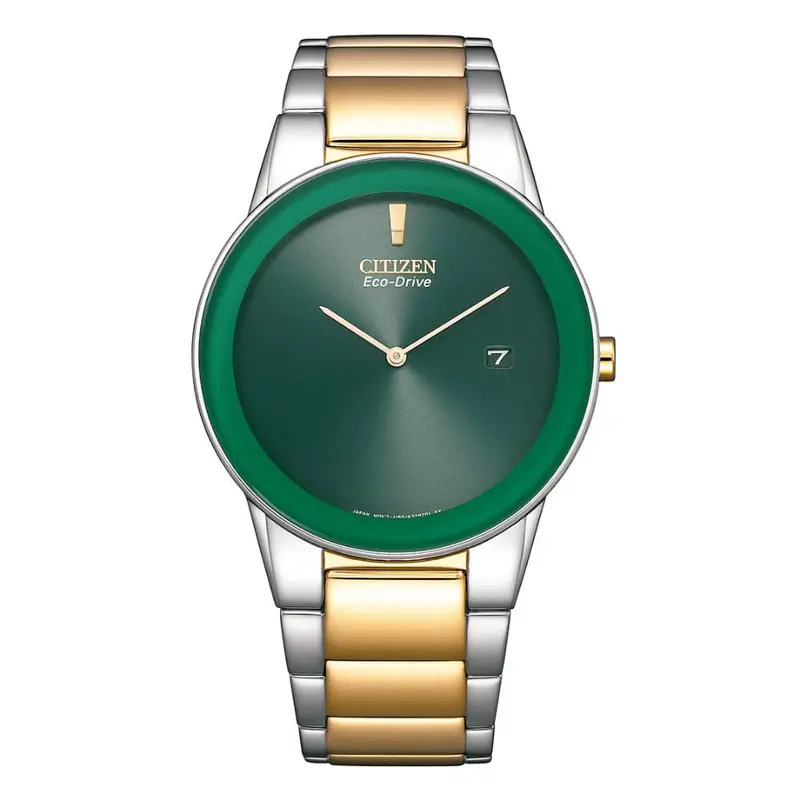 Citizen Eco-Drive Green Dial Two-Tone Stainless Steel Strap Men Watch Au1064-85X 1