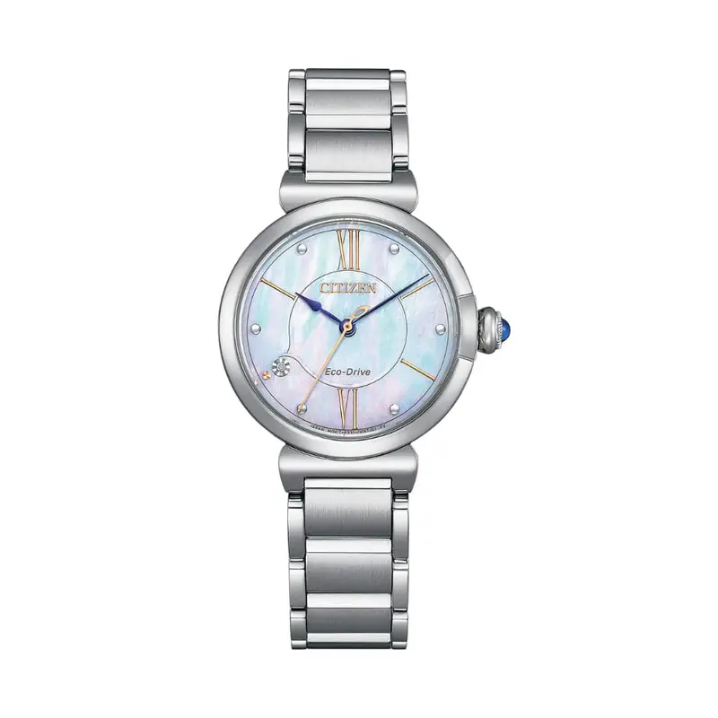 Citizen Eco-Drive May Bells Silver Dial Stainless Steel Strap Women Watch Em1070-83D 1