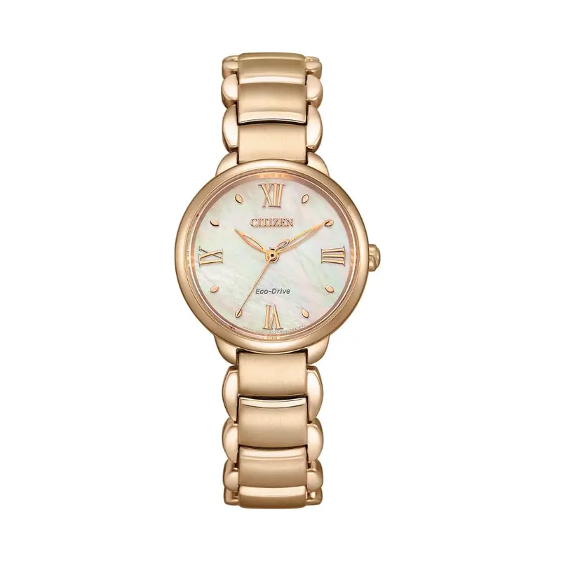 Citizen Eco-Drive Rose Gold Stainless Steel Strap Women Watch Em0929-81Y 1