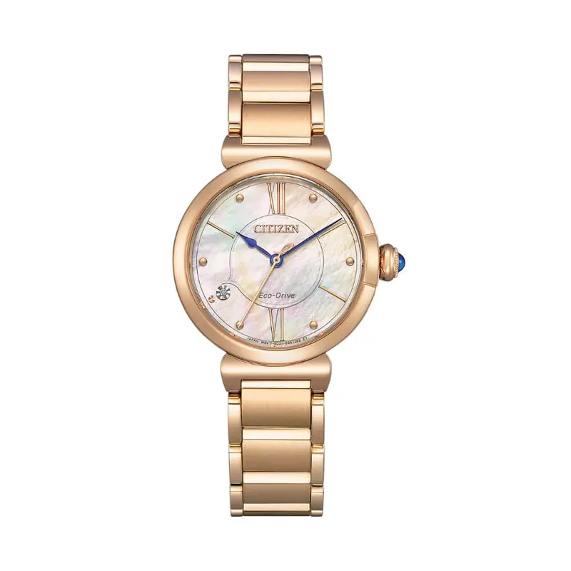 Citizen Eco-Drive Rose Gold Stainless Steel Strap Women Watch Em1073-85Y 1