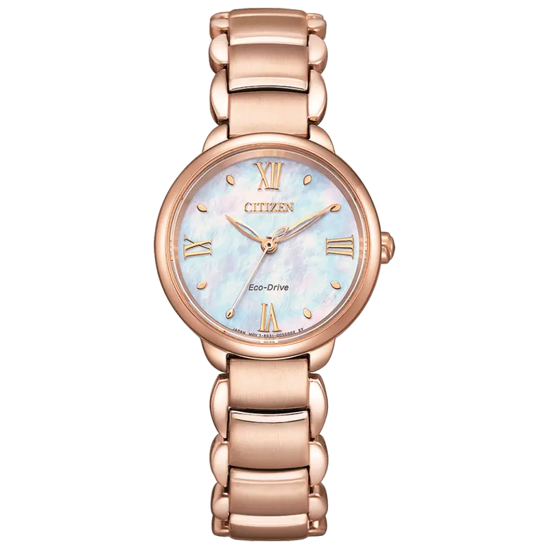 Citizen Eco-Drive Rose Gold Stainless Steel Strap Women's Watch Em0928-84D 1