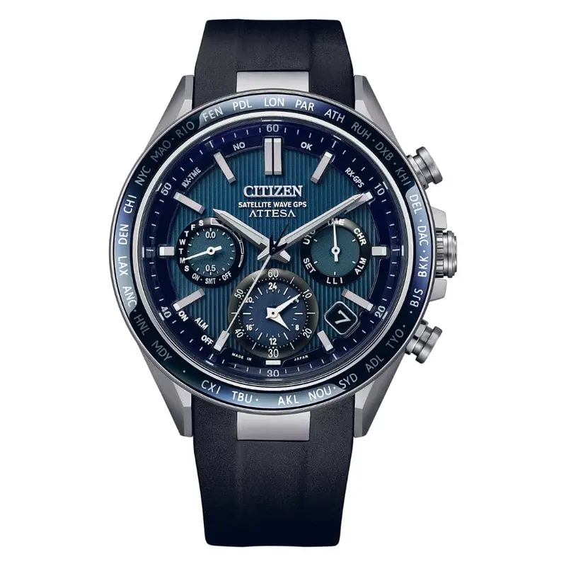 Citizen Eco-Drive Satellite Wave Chronograph Blue Dial Black Strap Men Watch Cc4050-18L 1