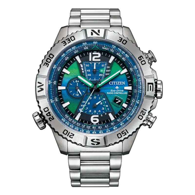 Citizen Eco-Drive Silver Stainless Steel Strap Men's Watch - Chronograph | At8220-55W 1