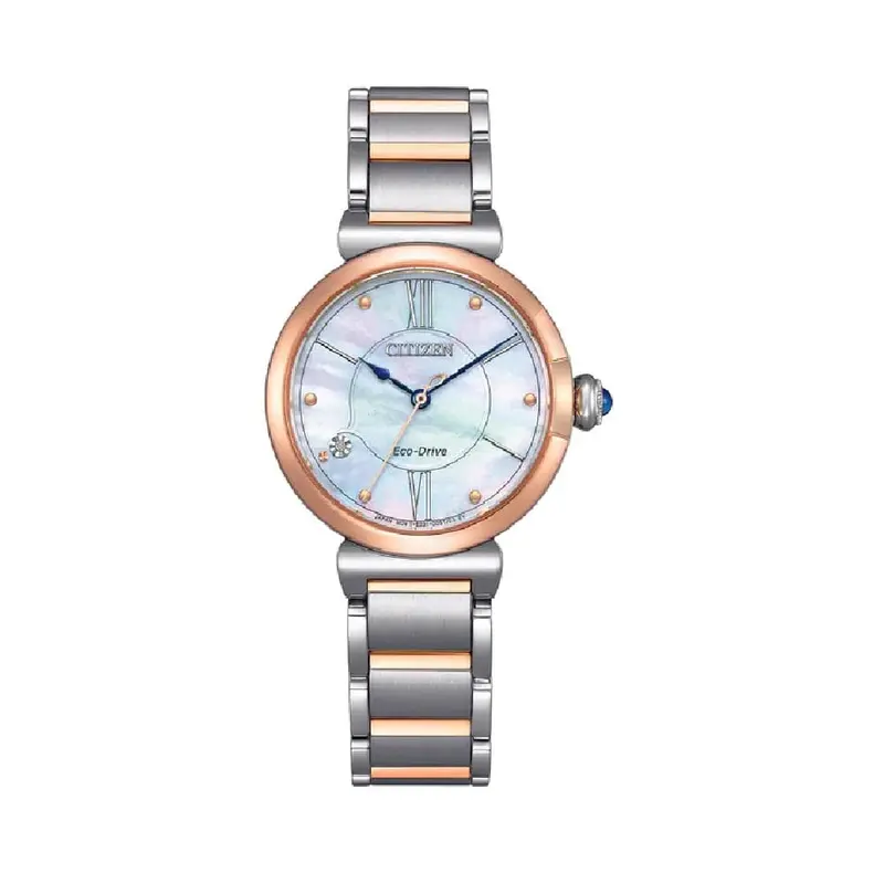 Citizen Eco-Drive Two-Tone Mother Of Pearl Dial Women's Watch Em1074-82D 1