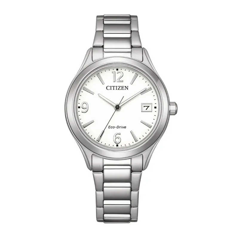 Citizen Eco-Drive White Dial Stainless Steel Strap Women Watch Fe6121-67A 1