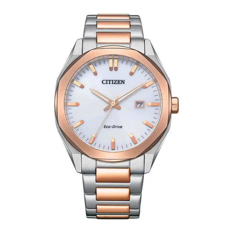 Citizen Eco-Drive White Dial Two-Tone Stainless Steel Strap Men Watch Bm7606-84A 1