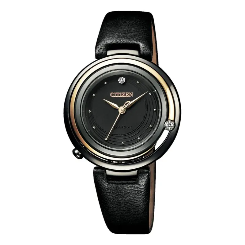 Citizen Em0659-17E Black Leather Women's Watch 1
