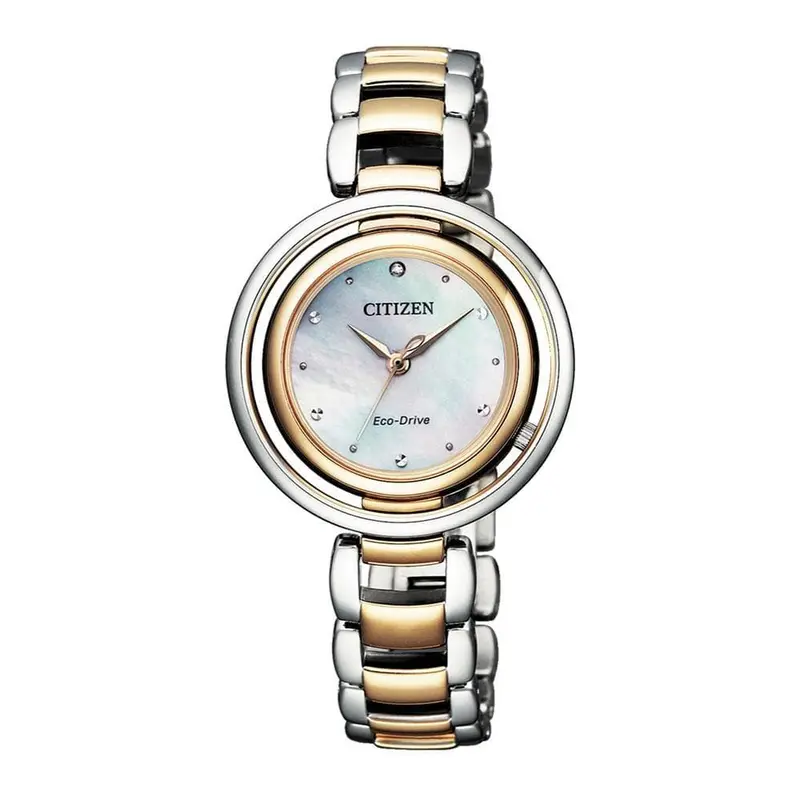 Citizen Em0666-89D L Eco-Drive Two Tone Stainless Steel Women's Watch 1