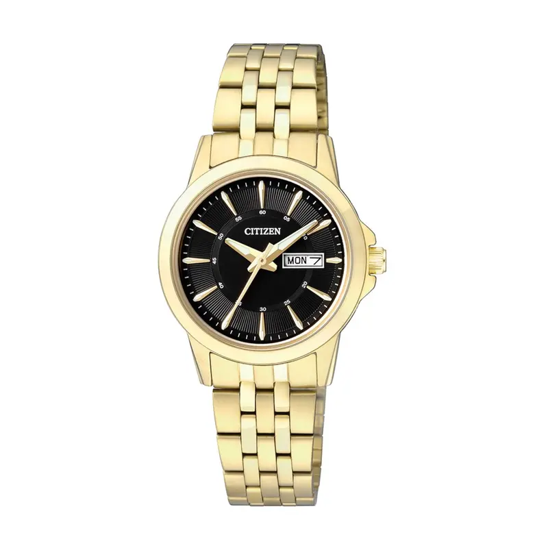 Citizen Eq0603-59E Black Dial Gold Stainless Steel Bracelet Strap Women's Watch 1