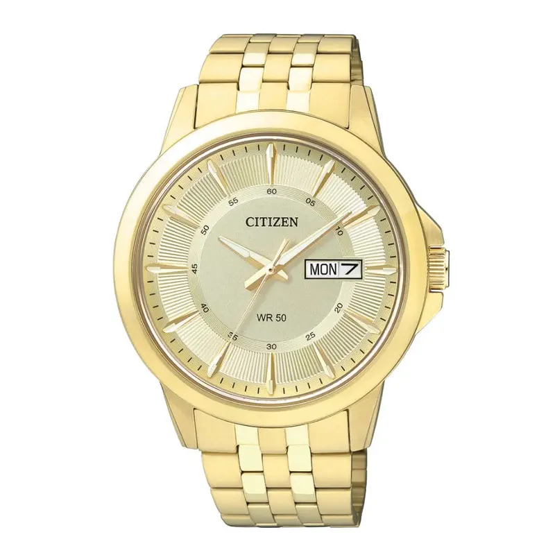 Citizen Gold Dial And Stainless Steel Strap Men Watch Bf2013-56P 1