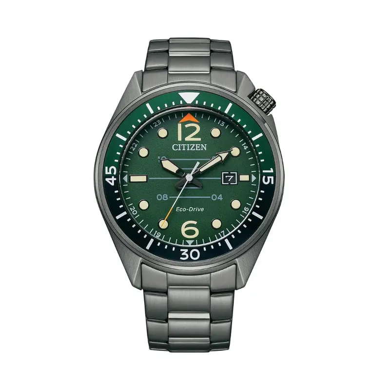 Citizen Green Dial And Stainless Steel Strap Men Watch Aw1717-81X 1