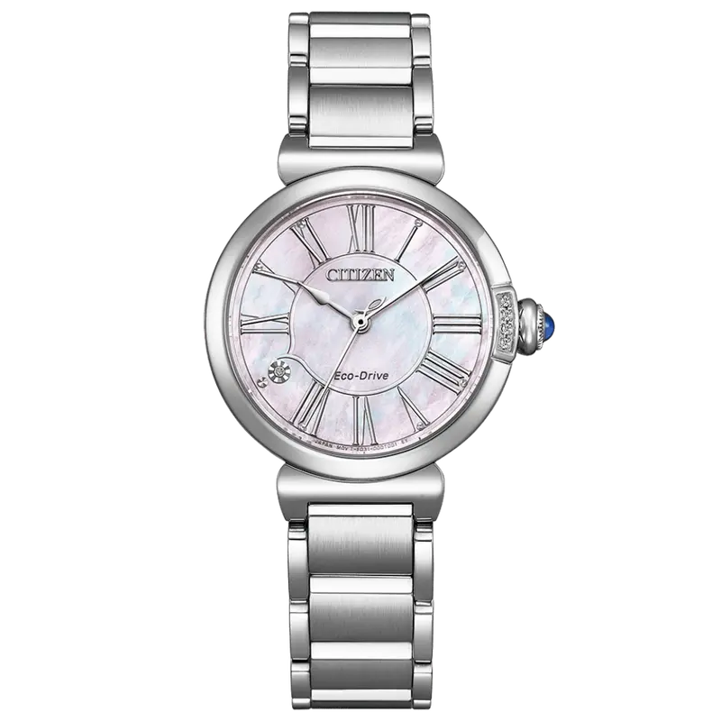 Citizen L Round Stainless Steel Strap Women Watch Em1060-87Y 1