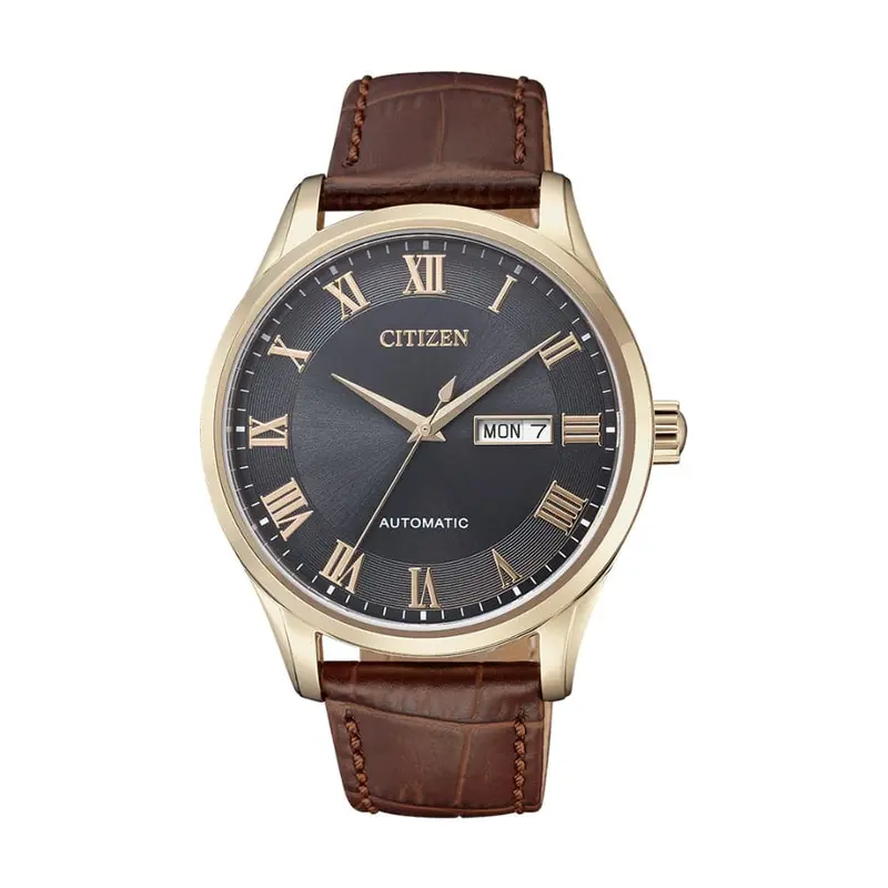Citizen Mechanical Black Dial Brown Leather Strap Men Watch Nh8363-14H 1