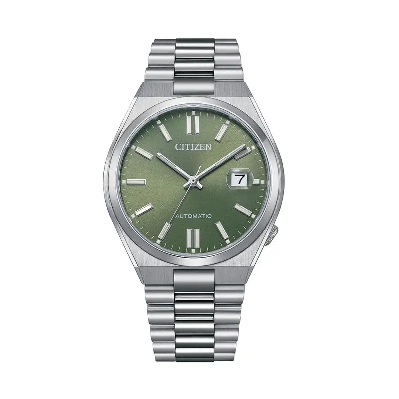Citizen Mechanical Green Dial Silver Stainless Steel Strap Men Watch Nj0158-89Z 1