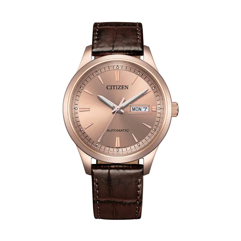 Citizen Mechanical Rose Gold Dial Leather Strap Men's Watch Ny4062-04X 1