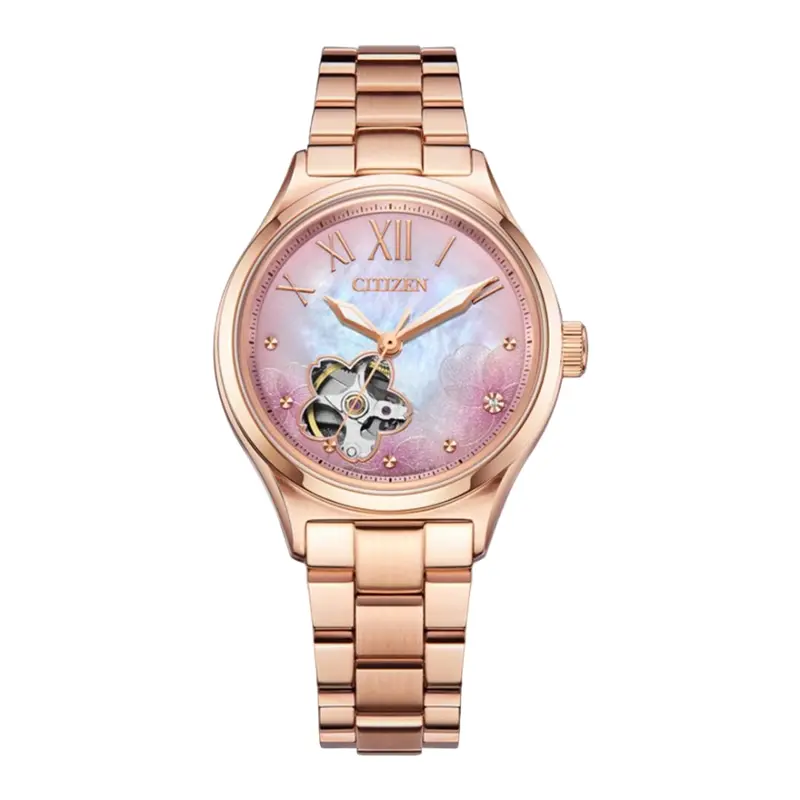 Citizen Mechanical Rose Gold Stainless Steel Strap Women Watch Pc1017-70Y 1