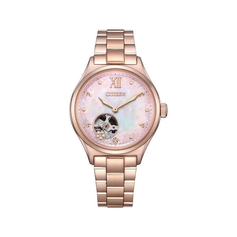 Citizen Mechanical Rose Gold Stainless Steel Strap Women's Watch Pc1017-96W 1