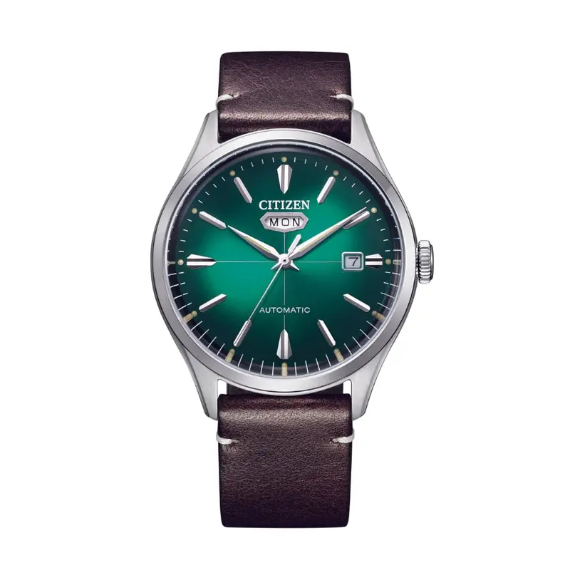 Citizen Nh8390-03X Green Dial Brown Leather Strap Men's Watch 1