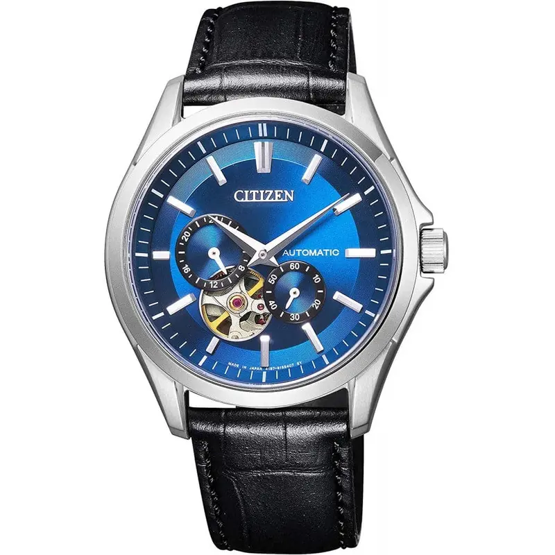 Citizen Np1010-01L Automatic Silver Stainless Steel Black Leather Strap Men's Watch 1