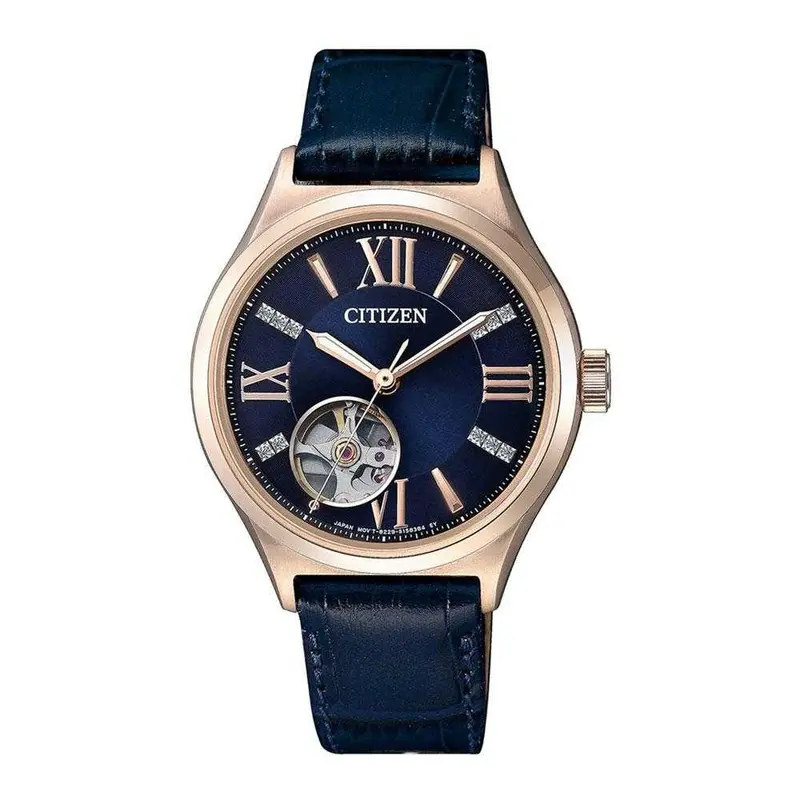 Citizen Pc1003-15L Automatic Rose Gold Stainless Steel Blue Leather Strap Women's Watch 1