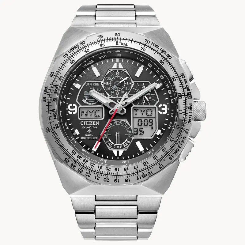 Citizen Promaster Skyhawk Gmt Black Dial Stainless Steel Strap Men Watch Jy8120-58E 1