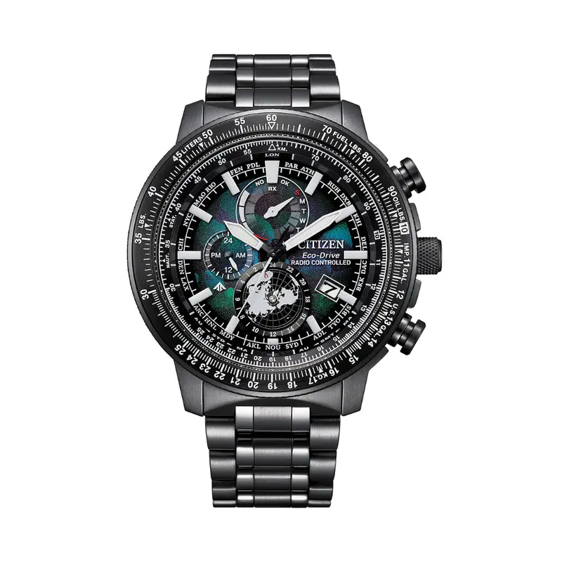 Citizen Promaster World Time Gmt Gray Stainless Steel Strap Men Watch By3005-56E 1