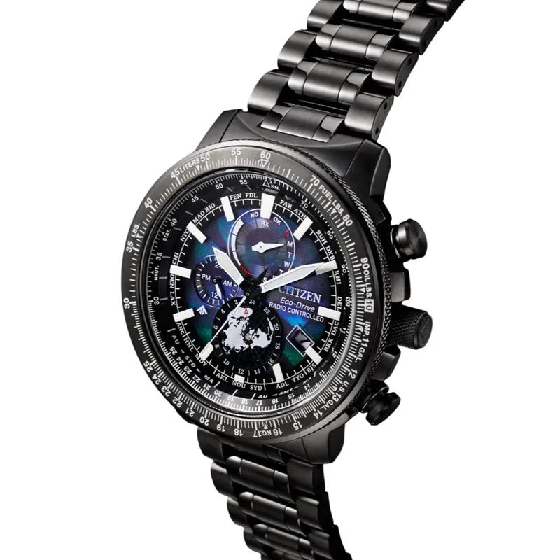 Citizen Promaster World Time Gmt Gray Stainless Steel Strap Men Watch By3005-56E 2