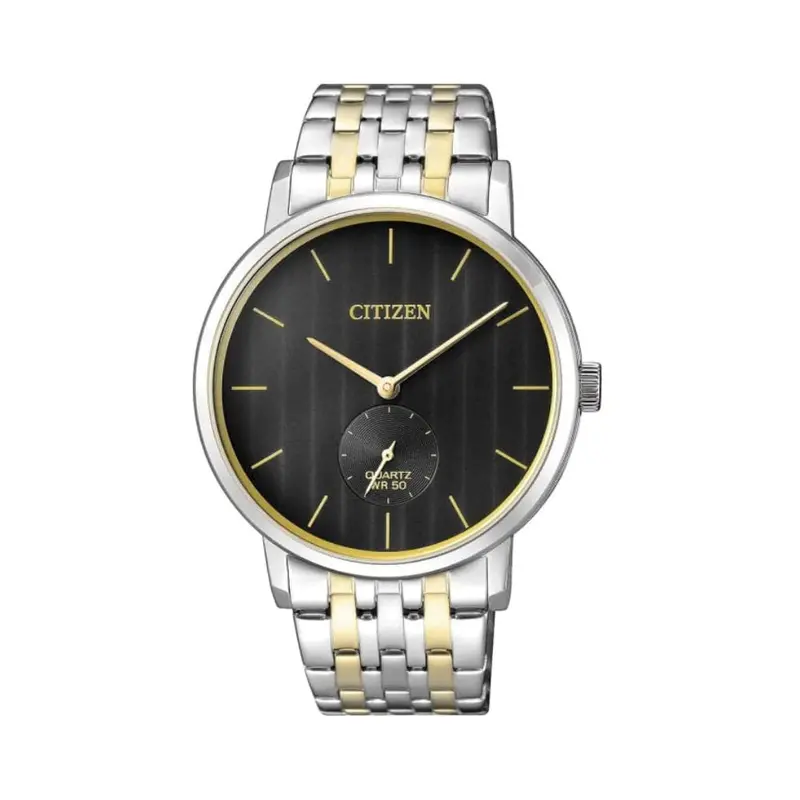 Citizen Quartz Black Dial Two-Tone Stainless Steel Strap Men Watch Be9174-55E 1