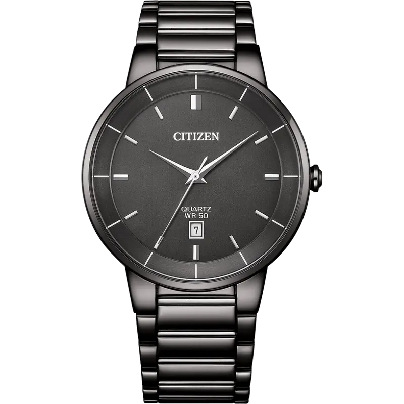 Citizen Quartz Black Stainless Steel Strap Men Watch Bi5127-51H 1