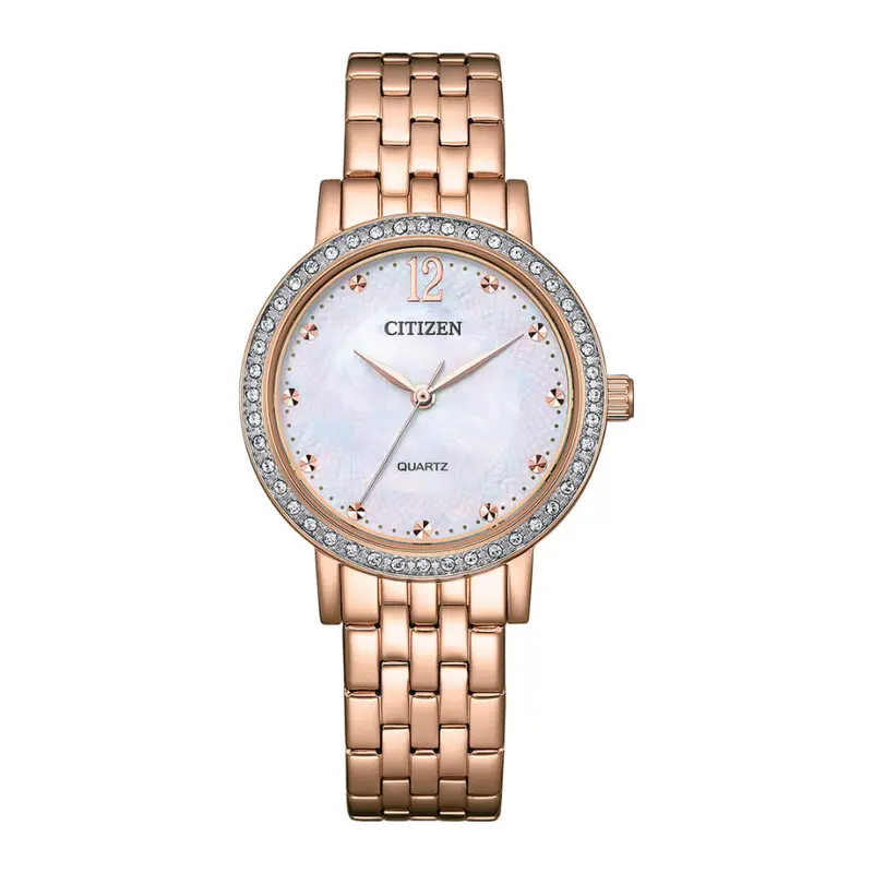 Citizen Quartz Rose Gold Stainless Steel Strap Women Watch El3108-53D 1