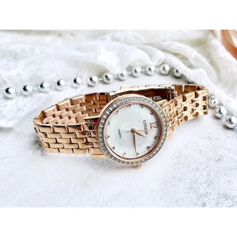 Citizen Quartz Rose Gold Stainless Steel Strap Women Watch El3108-53D 2