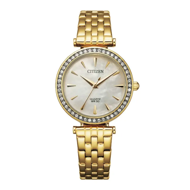 Citizen Quartz Silver Dial Gold Stainless Steel Strap Women Watch Er0212-50Y 1